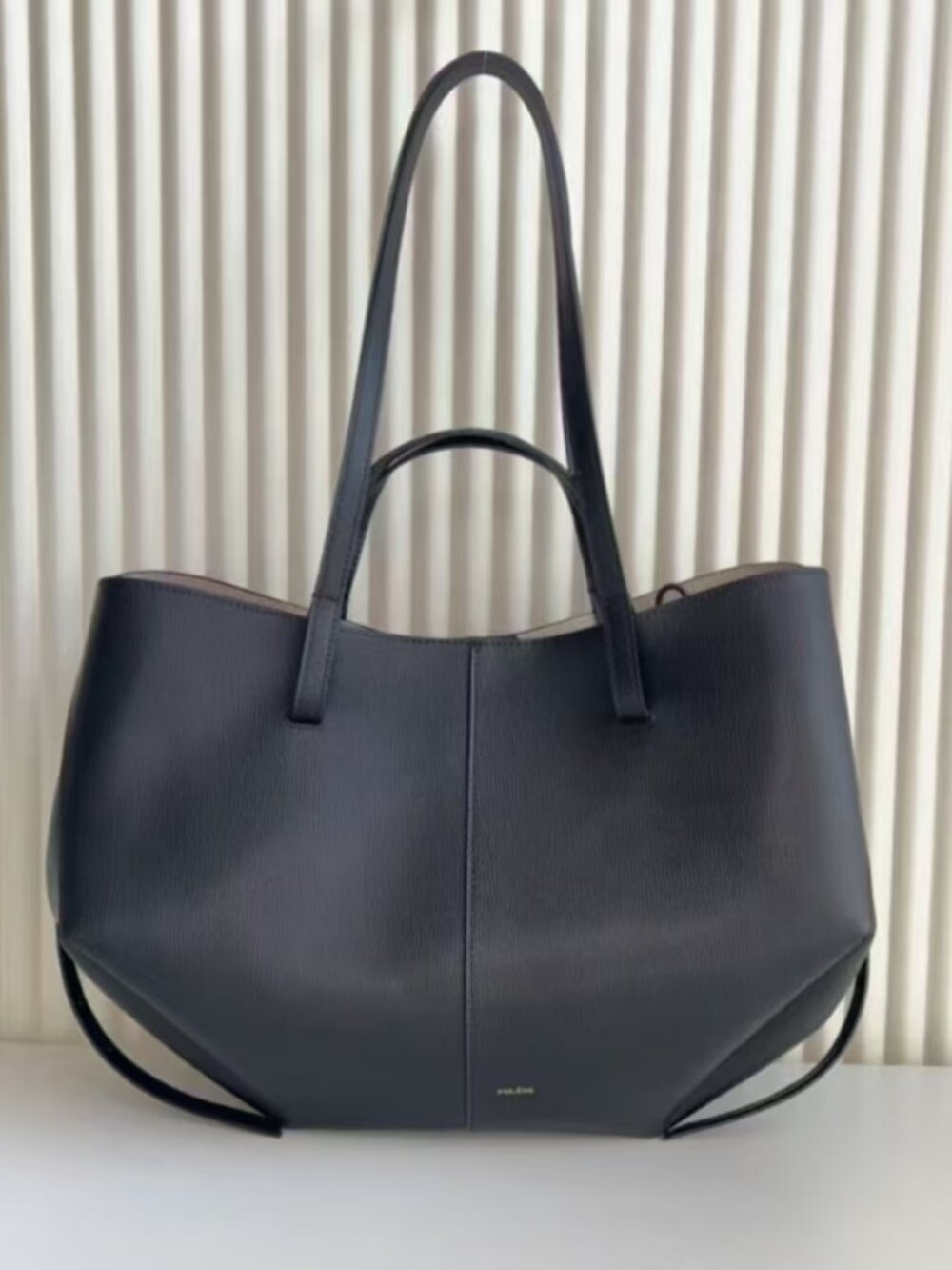 Polene Black Leather Tote